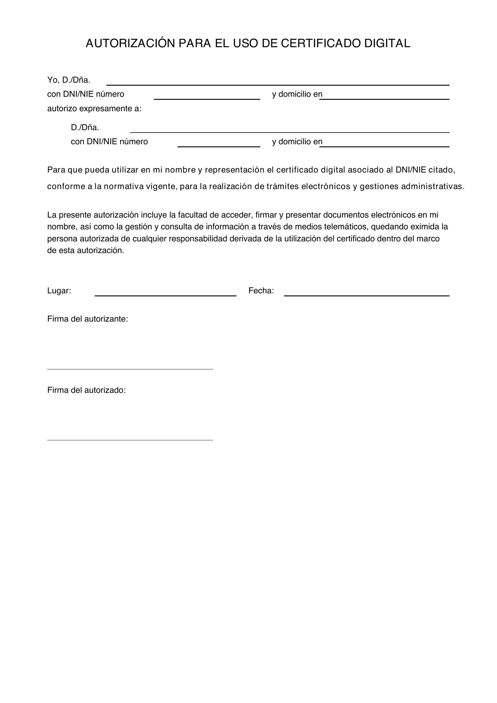Modelo Autorización Uso Certificado Digital